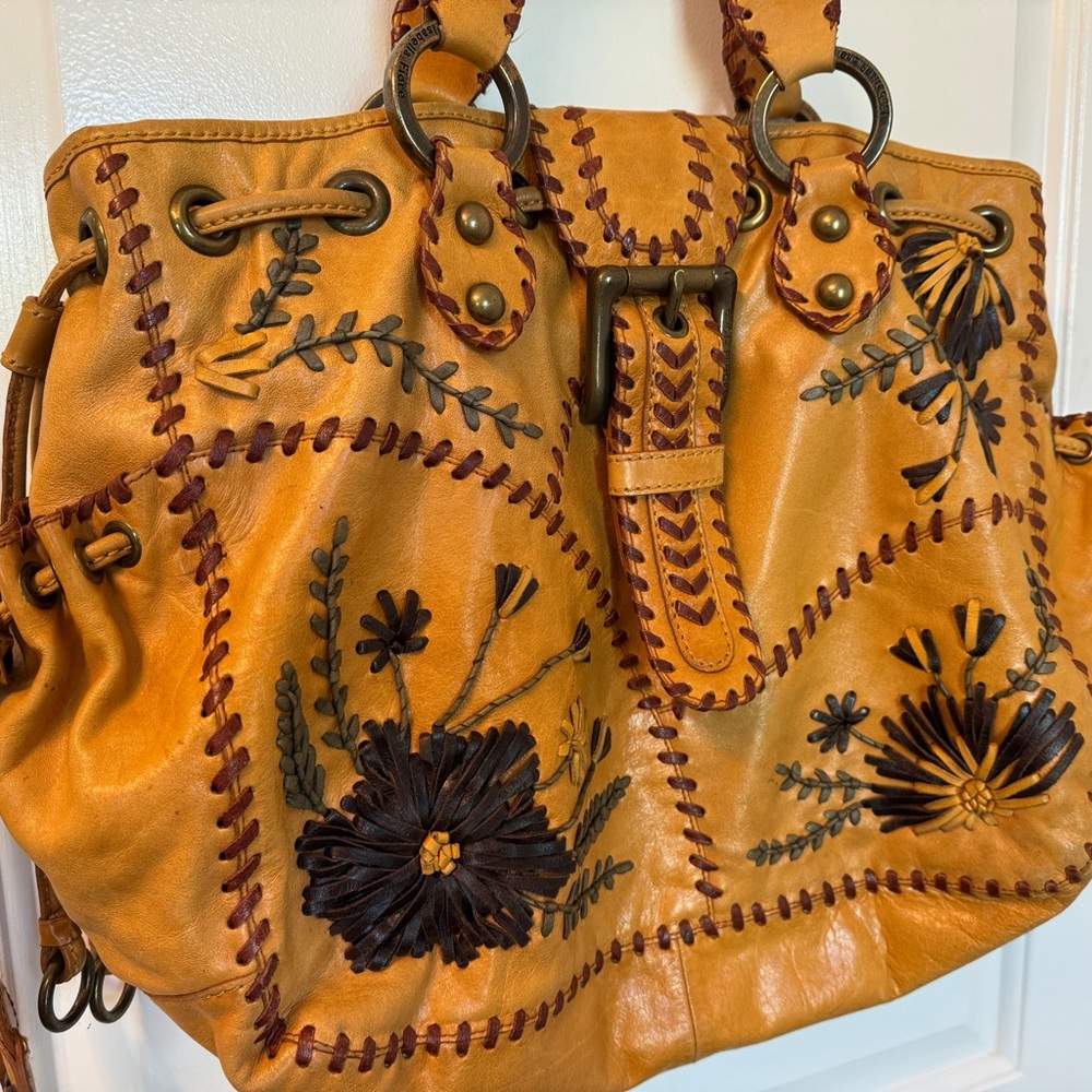 Isabella Fiore Whipstitch Embroidered Leather Bag